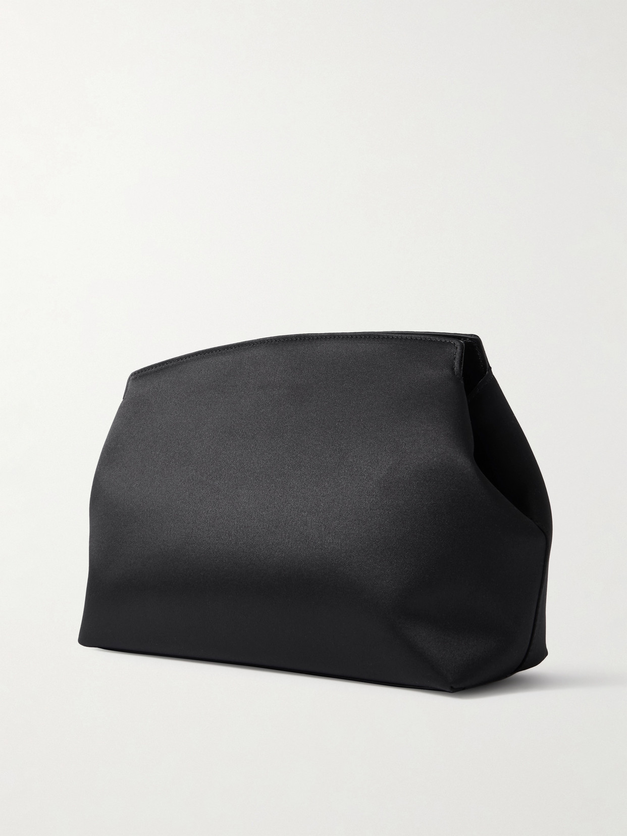 Liffner Leather-trimmed Satin Clutch In Brown