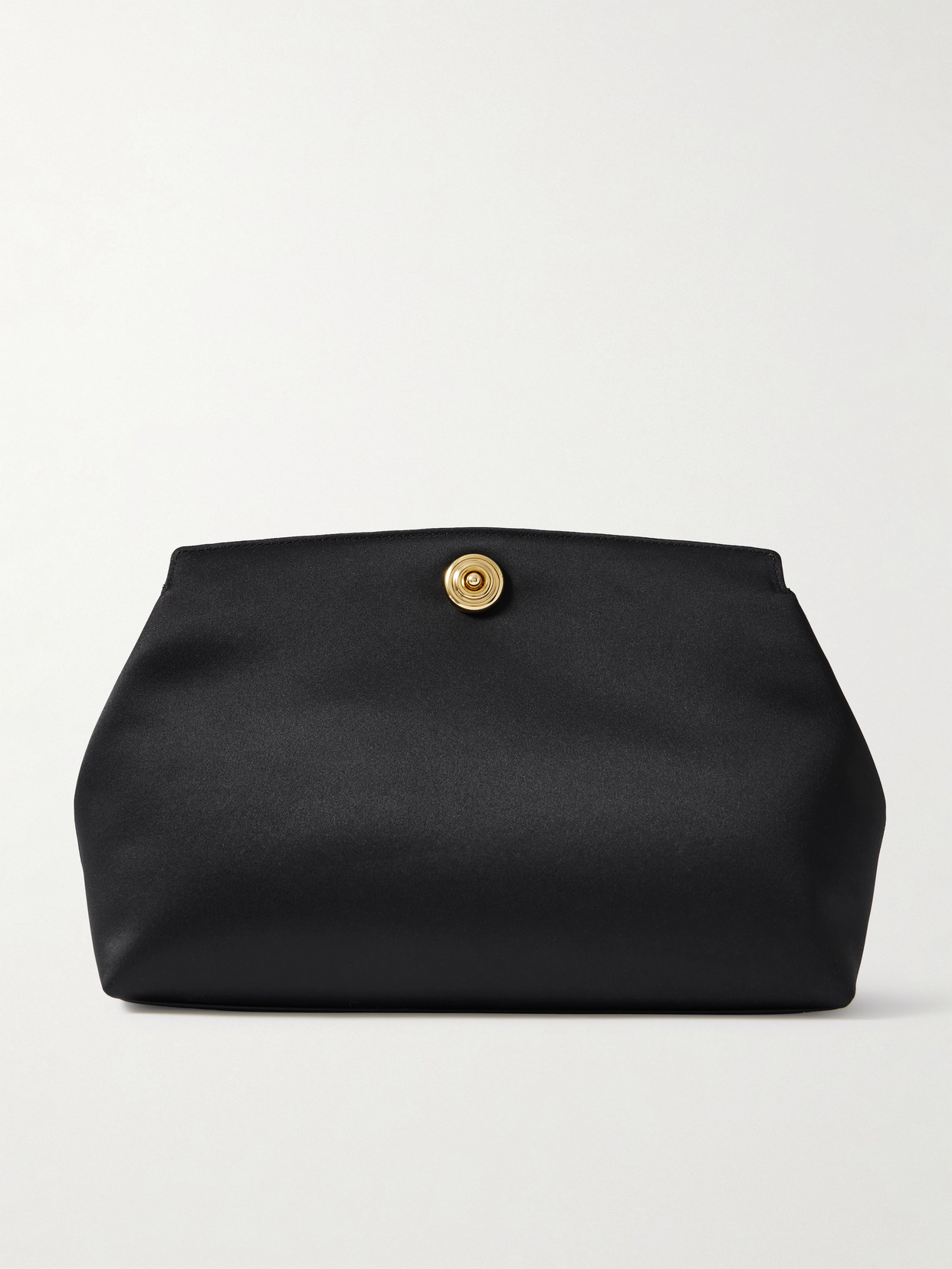 Liffner Leather-trimmed Satin Clutch In Brown