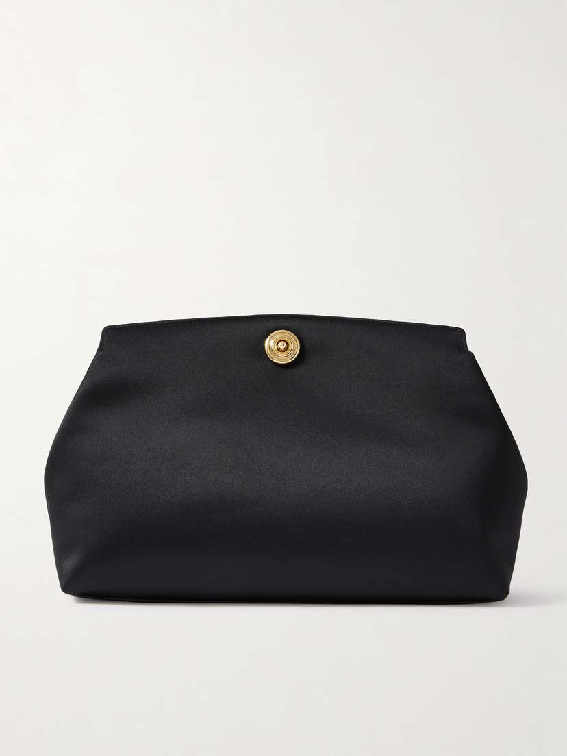 Liffner Leather-trimmed Satin Clutch