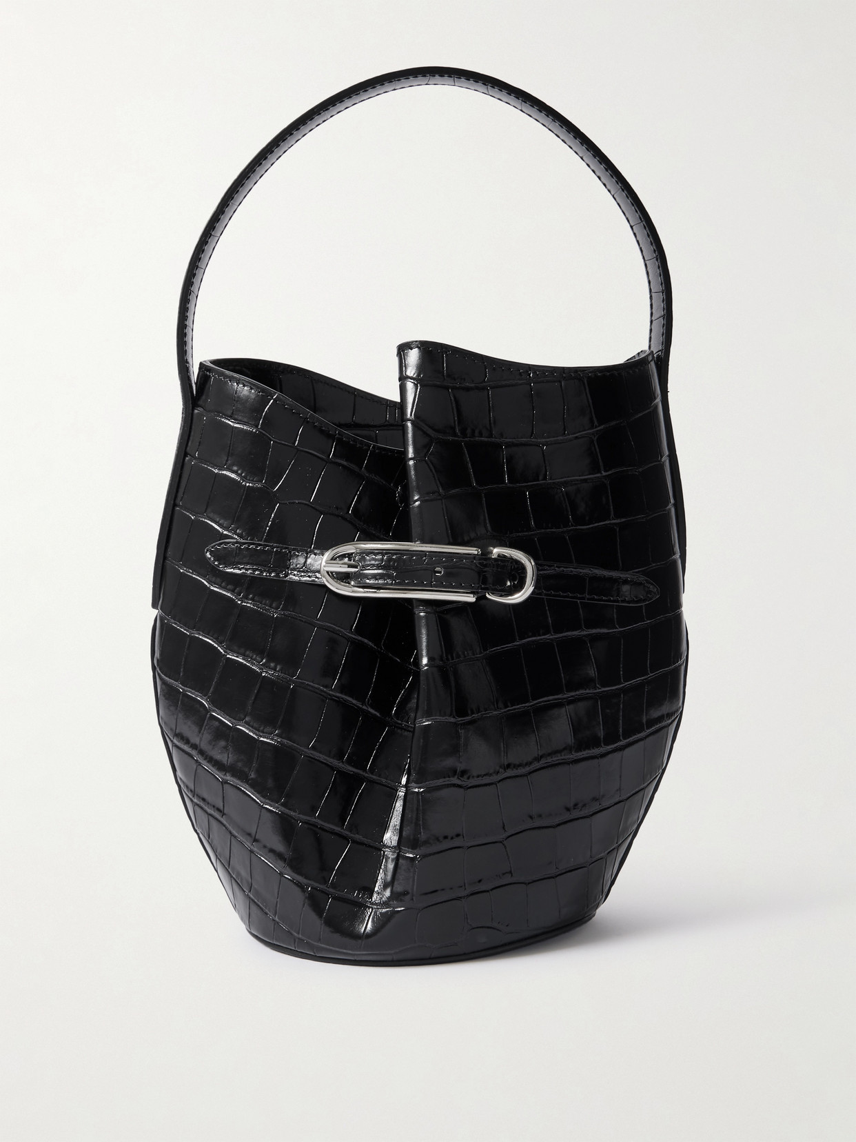 Liffner Buckled Croc-effect Glossed-leather Bucket Bag In Pattern