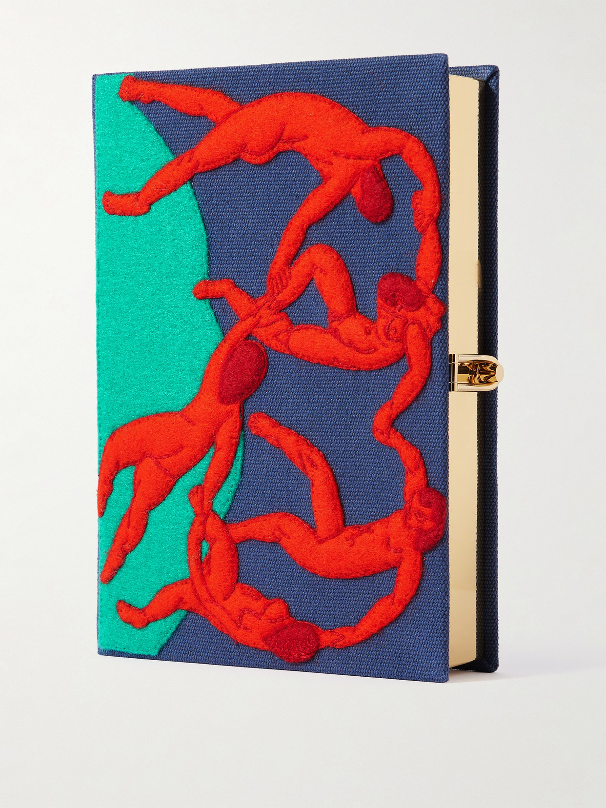 Olympia Le-tan Dance Embroidered Appliquéd Canvas Clutch In Blue