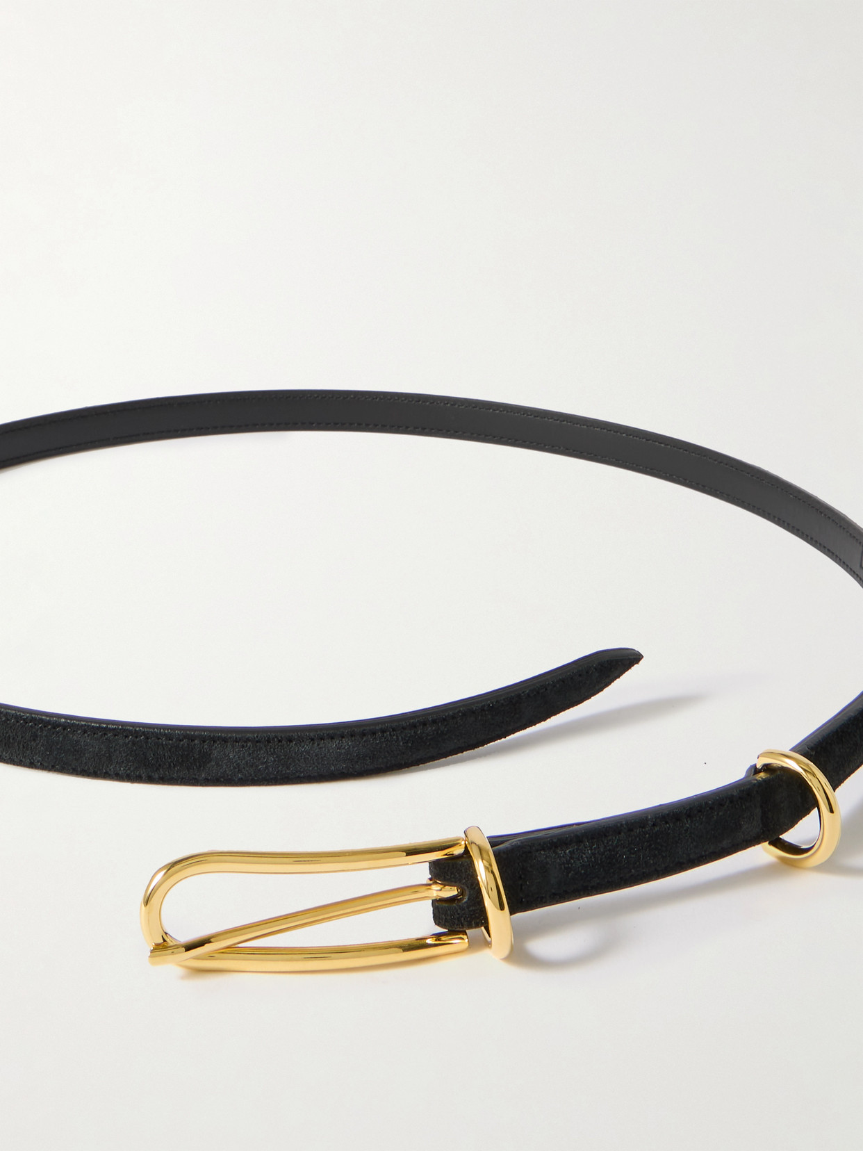 Liffner Three Keeper Croc-effect Leather Belt In Black