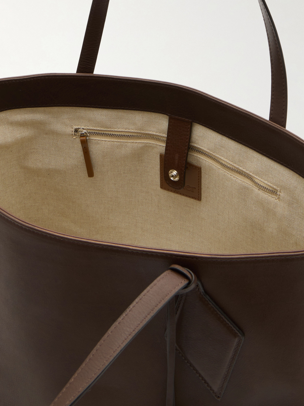 Liffner Sprout Large Leather Tote In Brown