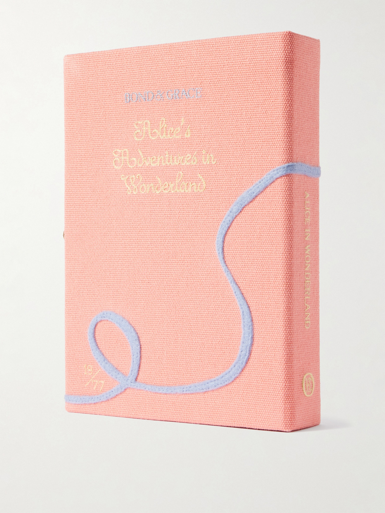 Olympia Le-tan + Bond & Grace Alice In Wonderland Embroidered Appliquéd Canvas Clutch In Pink