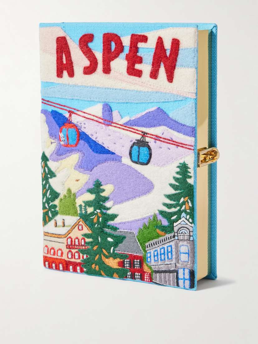 Olympia Le-Tan Aspen Embroidered Appliquéd Canvas Clutch
