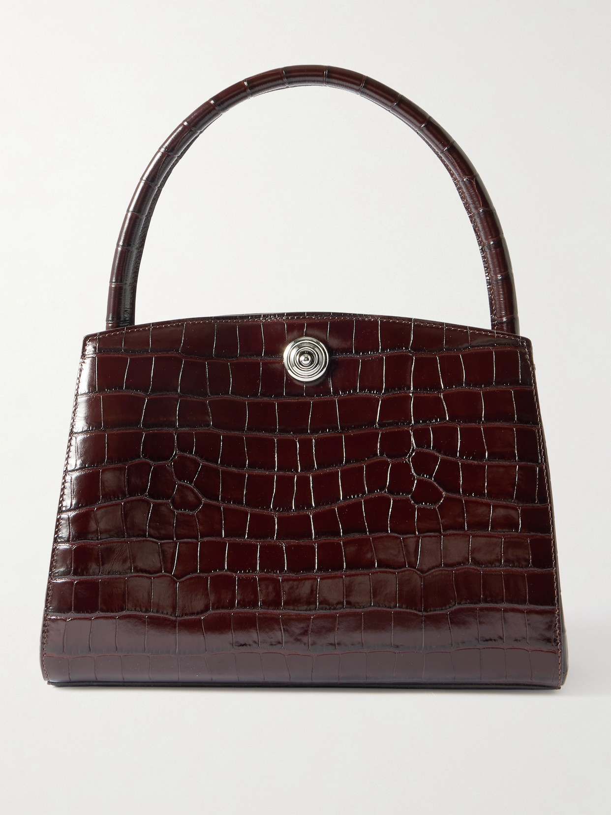 Liffner Pushlock Lady Croc-effect Leather Shoulder Bag In Brown