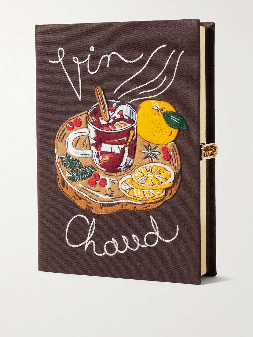 Olympia Le-Tan Vin Chaud Embroidered Appliquéd Canvas Clutch