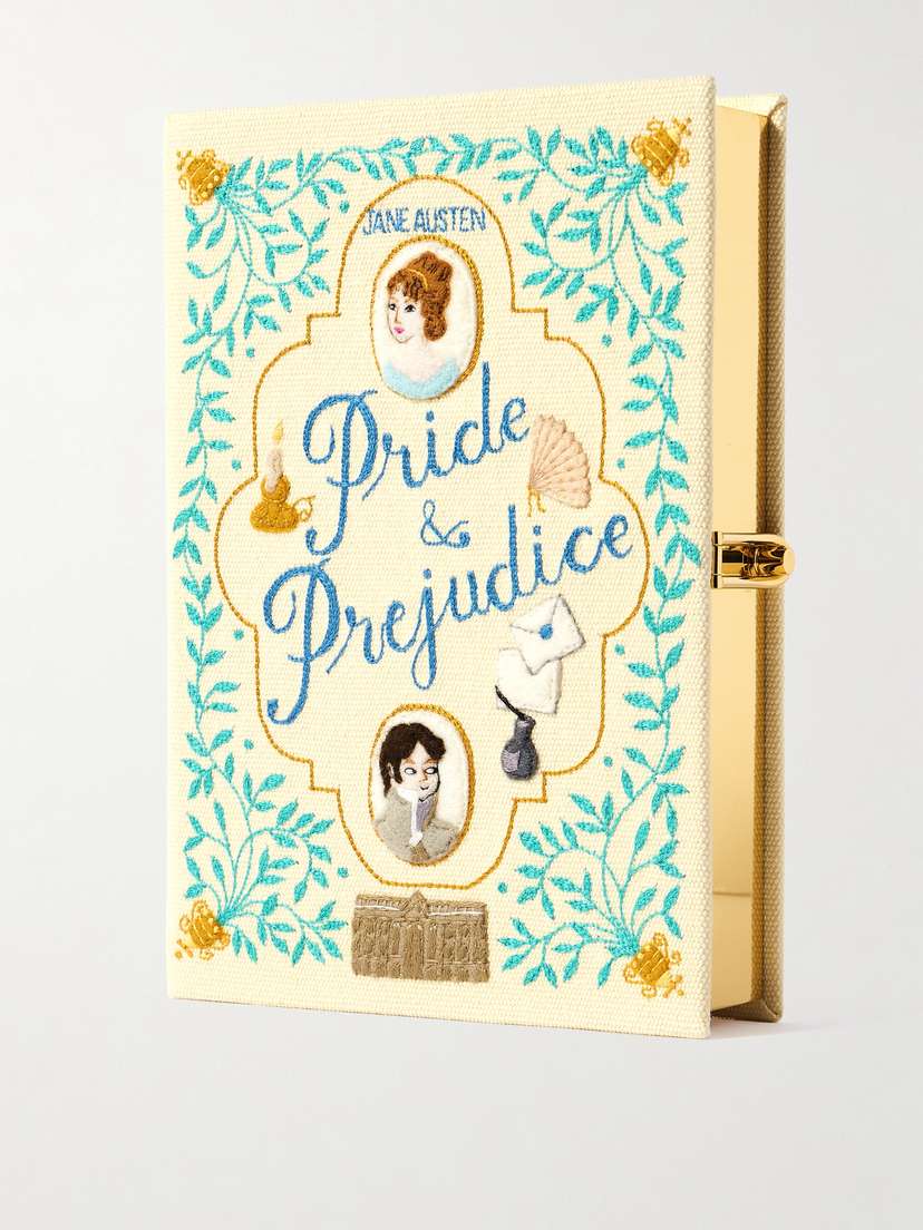 Olympia Le-Tan Pride And Prejudice Embroidered Appliquéd Canvas Clutch
