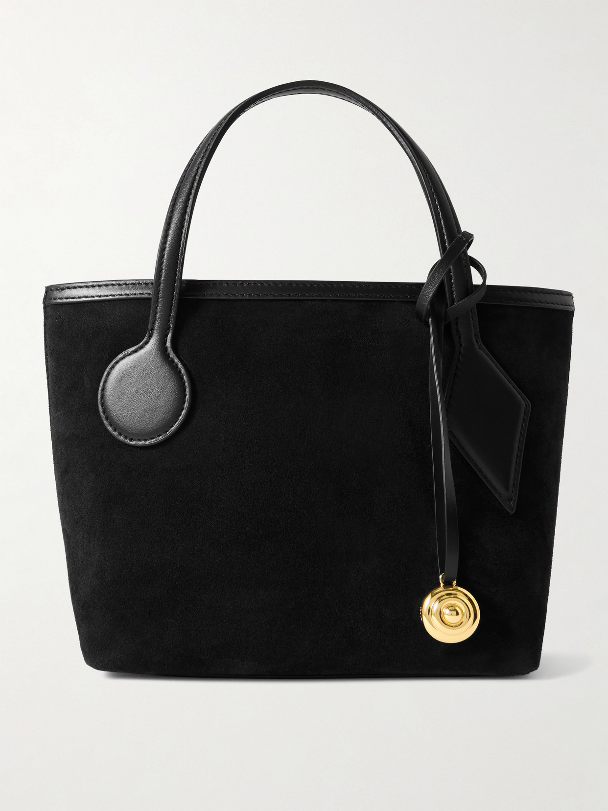 Liffner Sprout Micro Embellished Leather-trimmed Suede Tote In Black