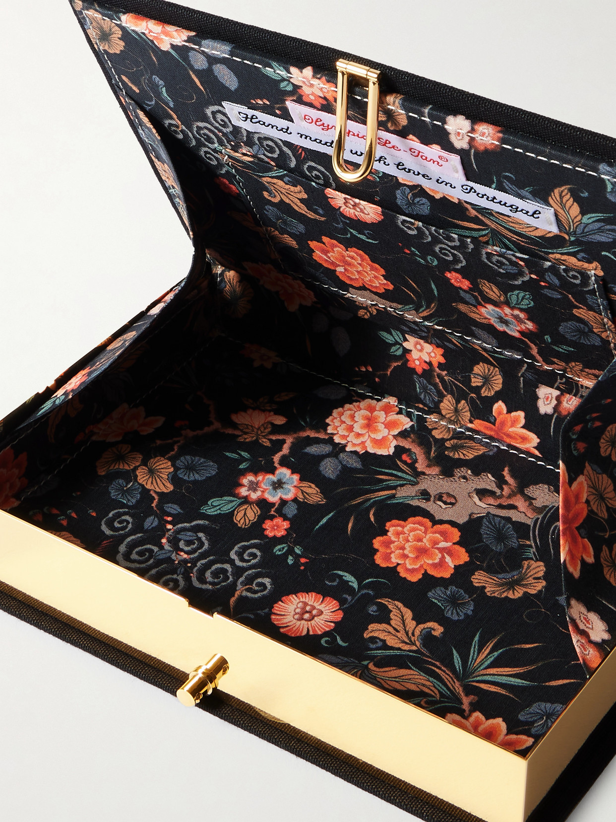 Olympia Le-tan The Hunchback Of Notre-dame Embroidered Appliquéd Canvas Clutch In Black