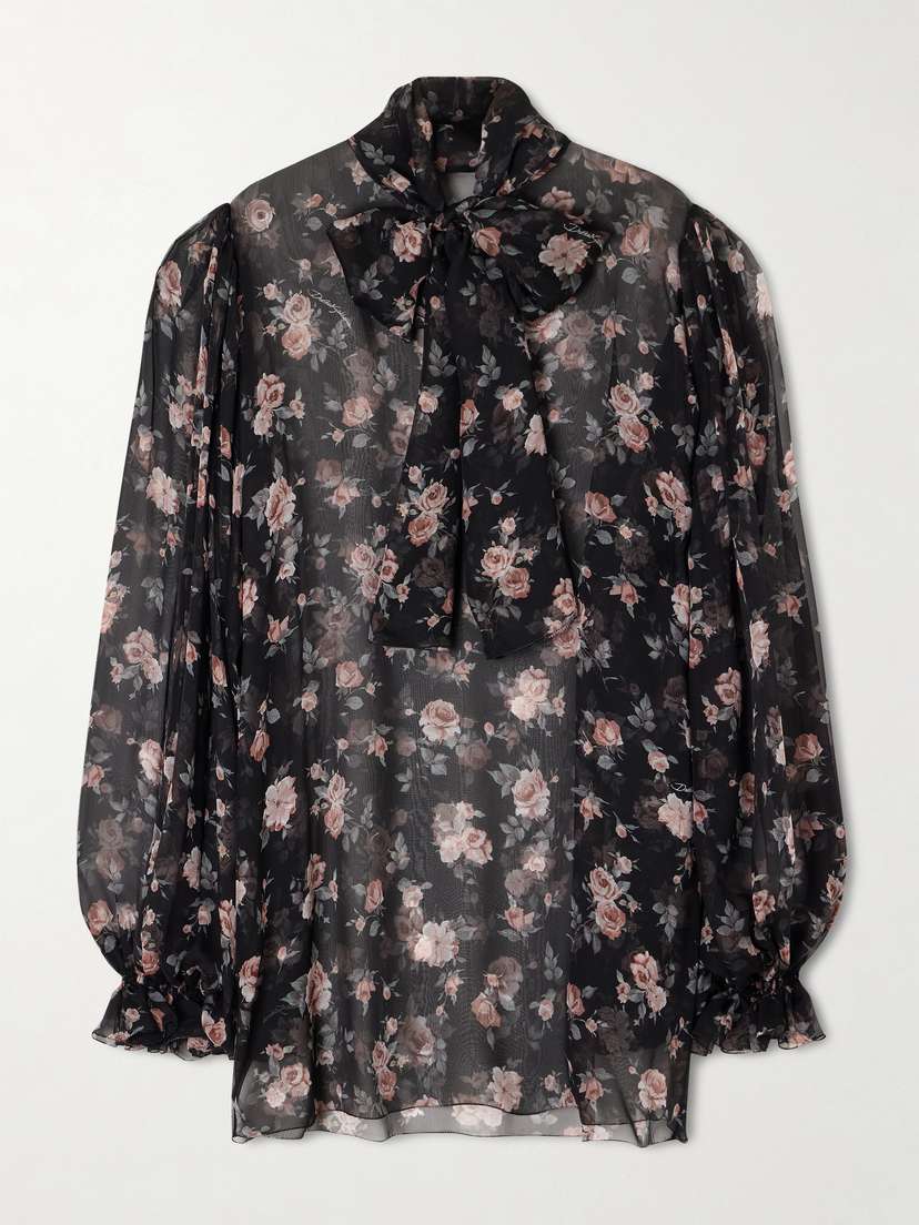 Dolce & Gabbana Pussy-bow Silk-chiffon Blouse