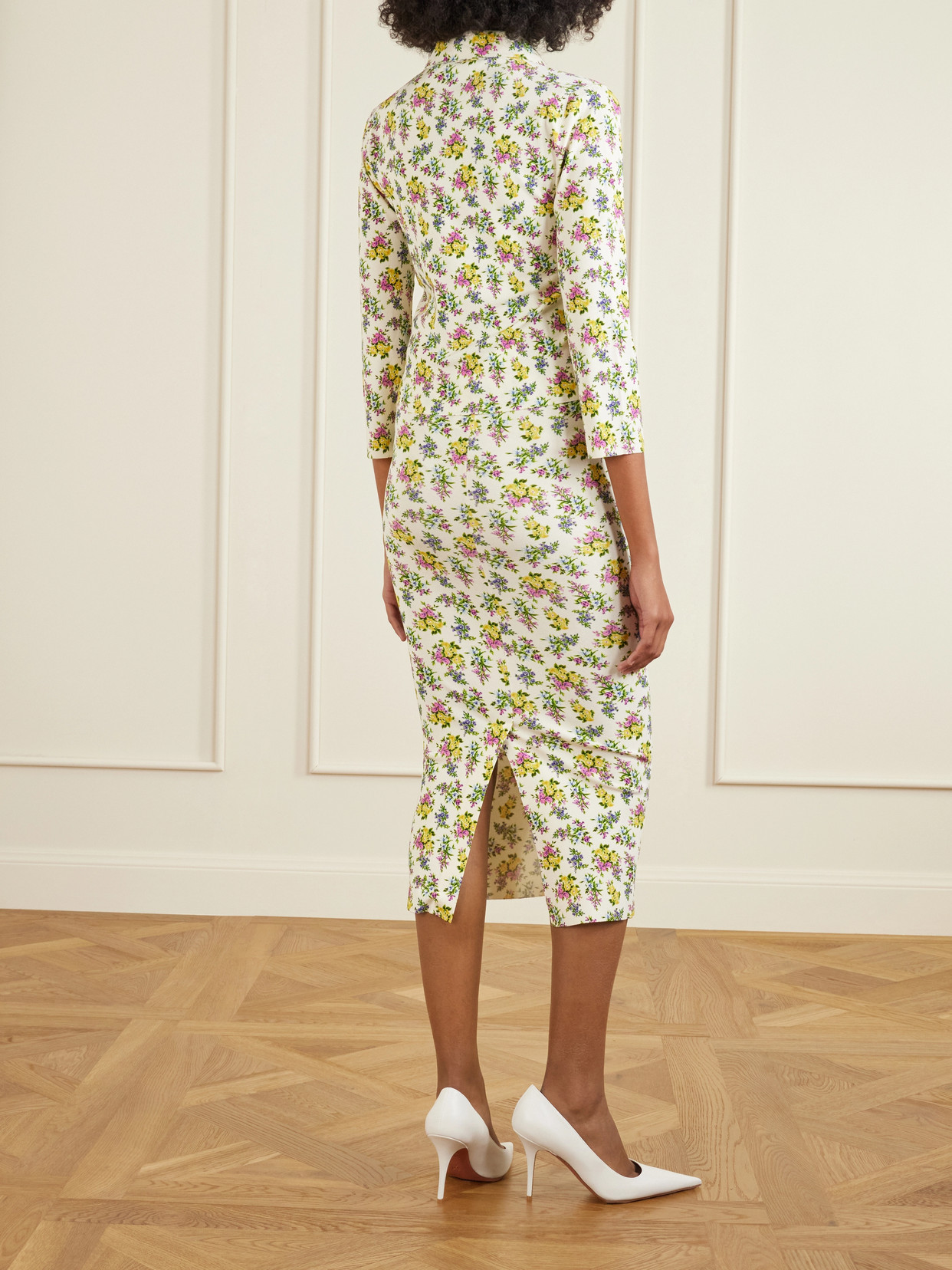 Floral-Print Ribbed-Knit Polo
