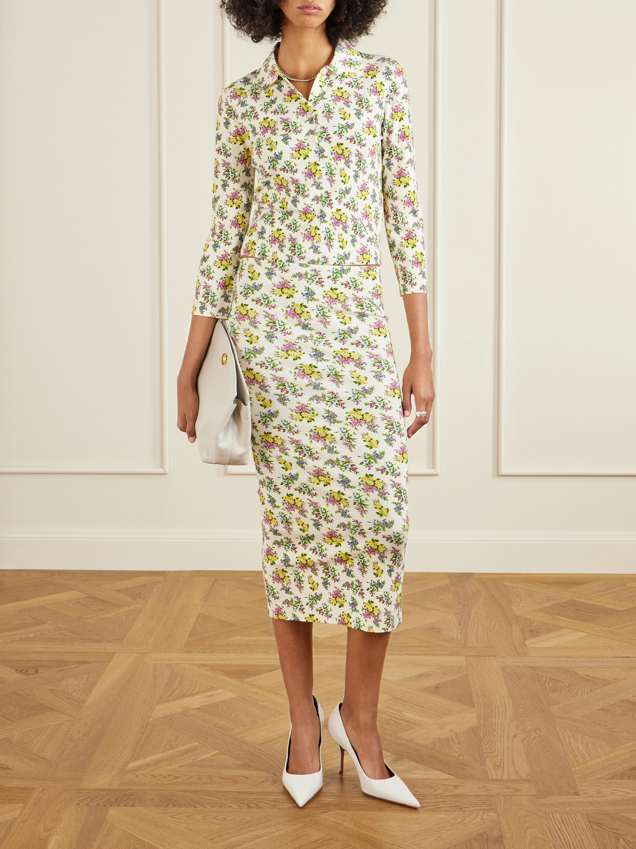 Floral-Print Ribbed-Knit Polo