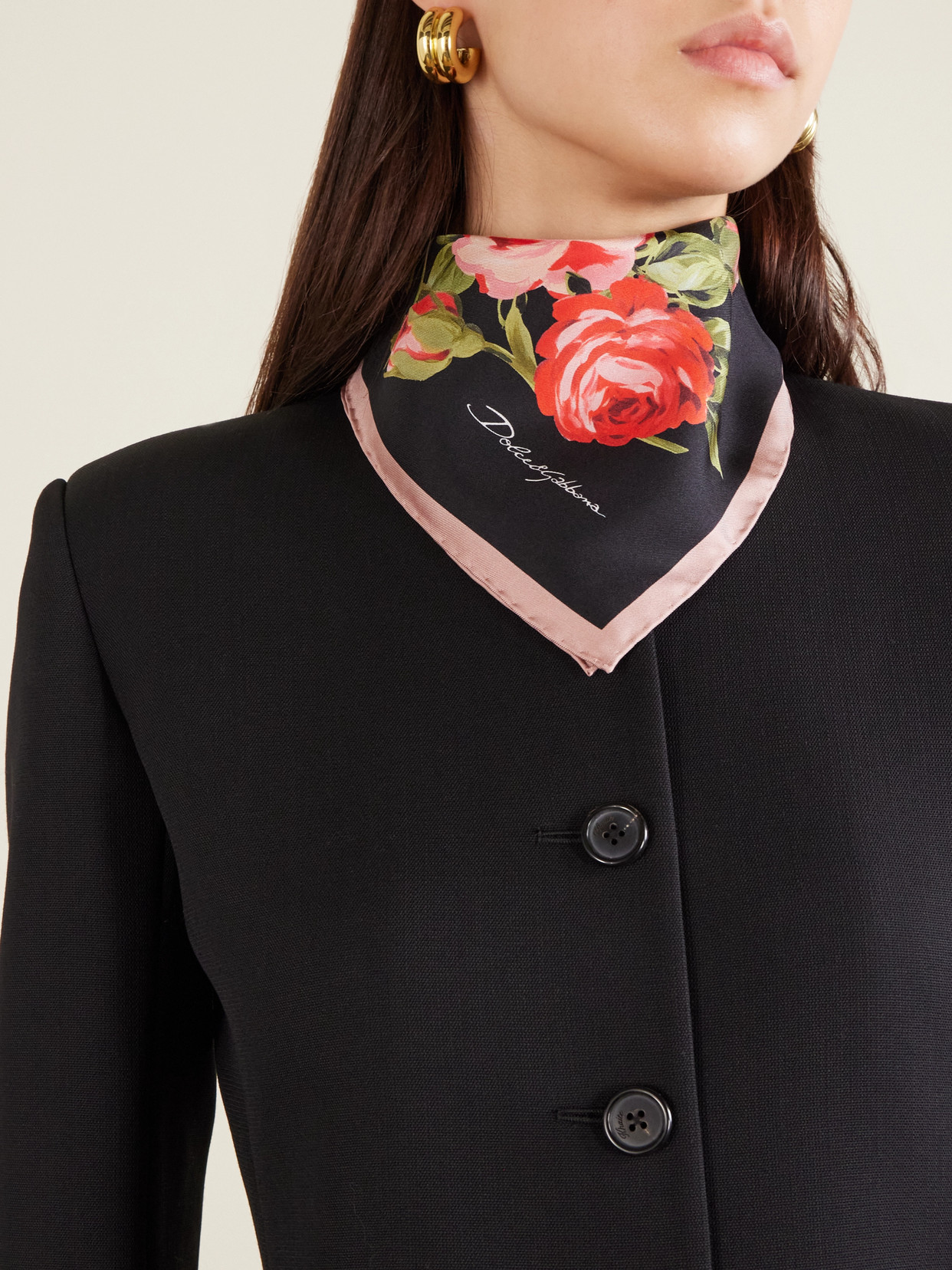 Dolce & Gabbana 90x90 Cm Silk Twill Scarf With A Rose Bouquet Print In Animal Print