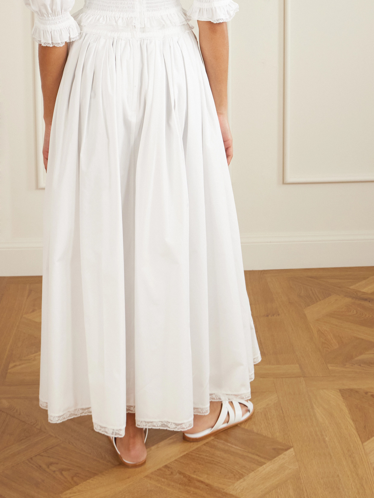 Pleated Cotton-Blend Drawstring Maxi