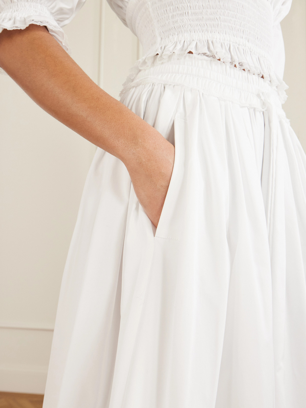 Pleated Cotton-Blend Drawstring Maxi