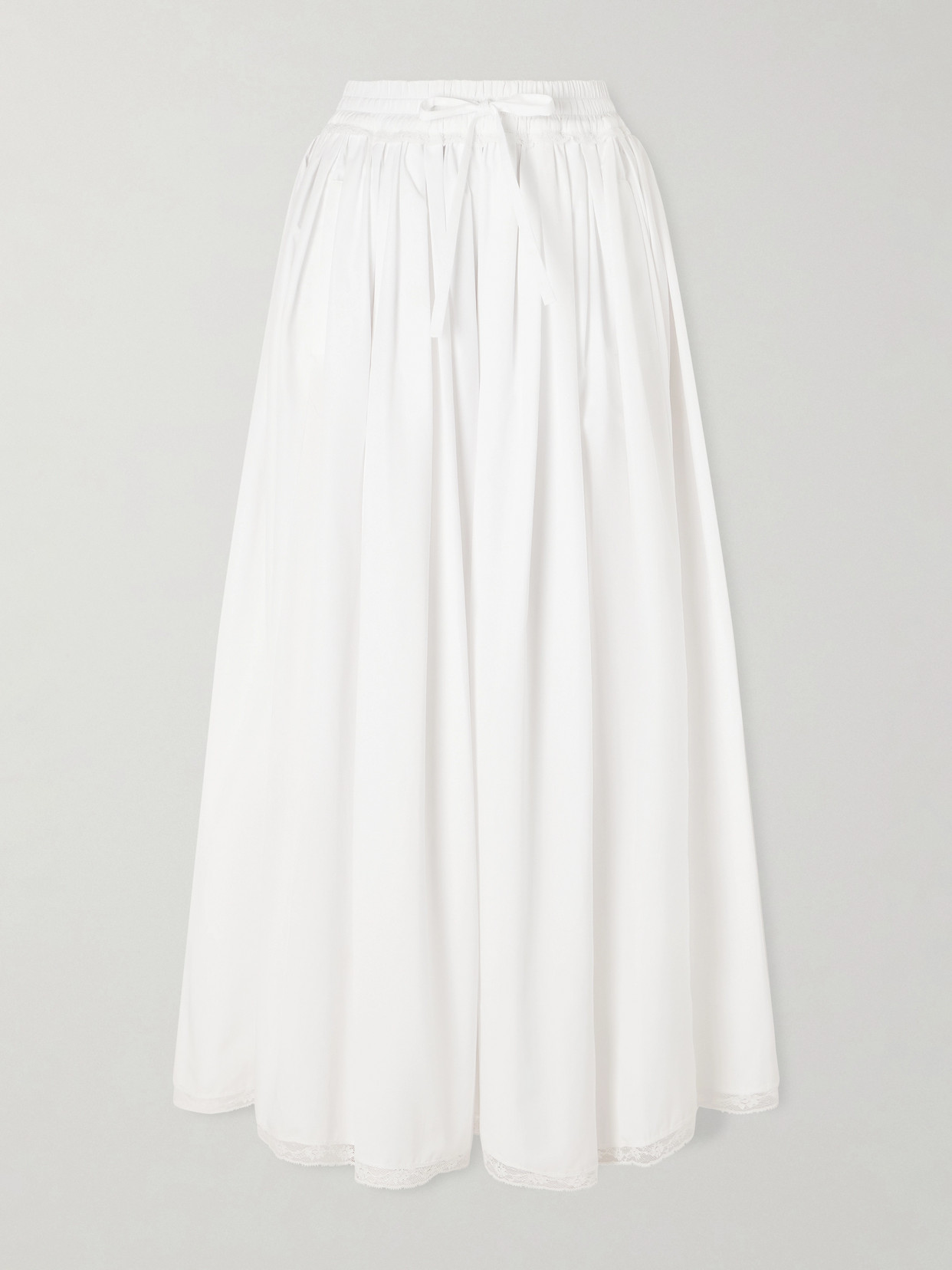 Pleated Cotton-Blend Drawstring Maxi