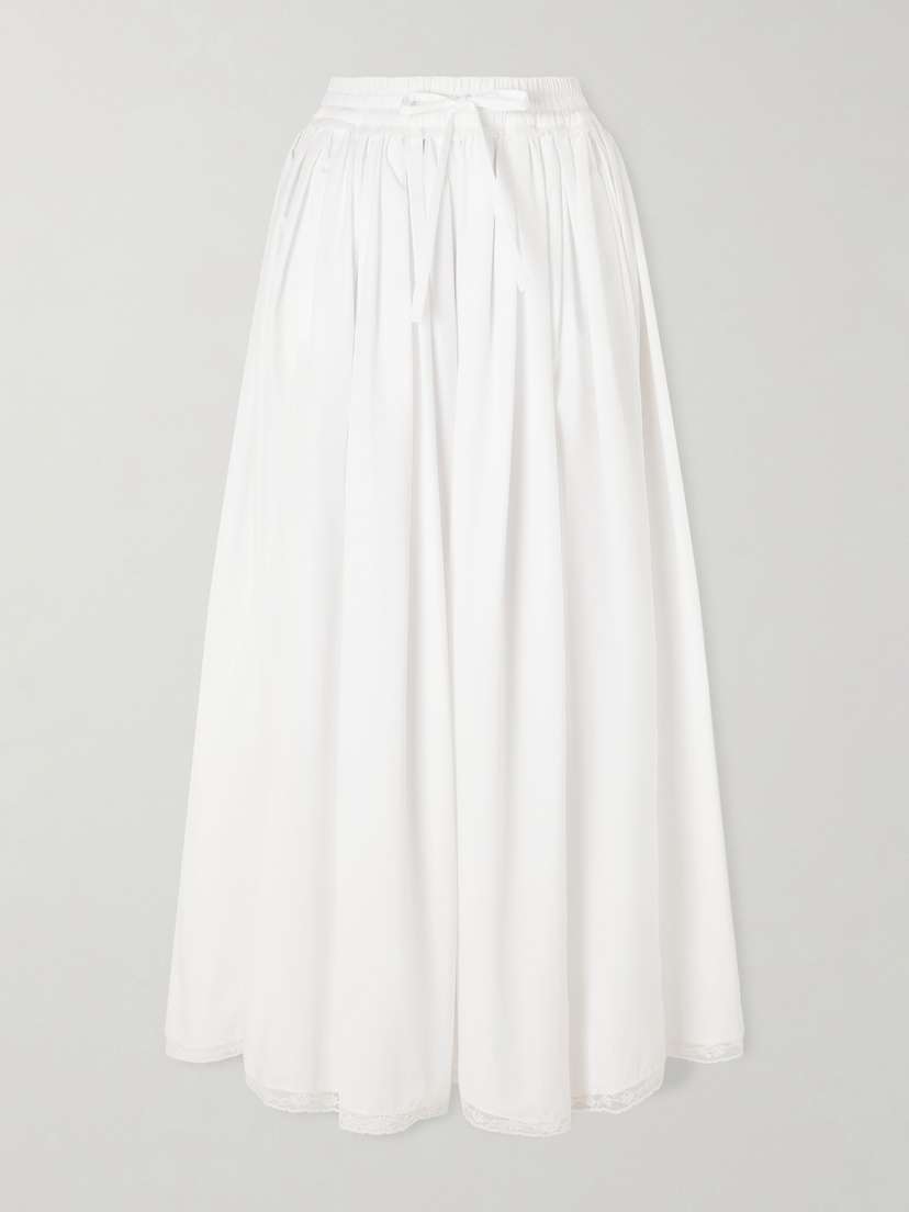 Dolce & Gabbana Pleated Cotton-blend Drawstring Maxi Skirt