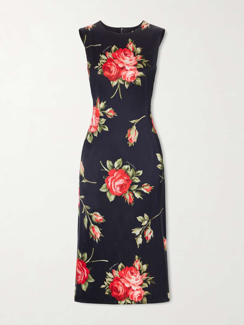 Dolce & Gabbana Florlal-print Satin Midi Dress