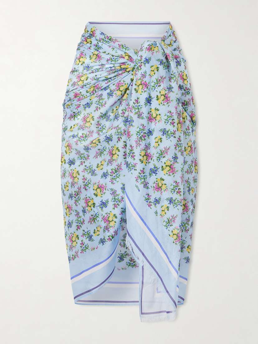 Dolce & Gabbana Floral-print Fringed Cotton-voile Coverup