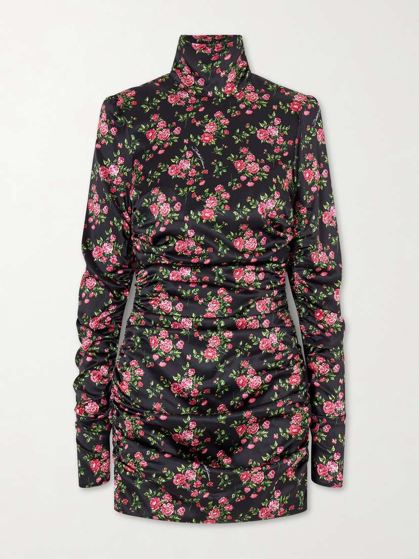 Dolce & Gabbana Floral-print Stretch Silk-blend Satin Mini Dress