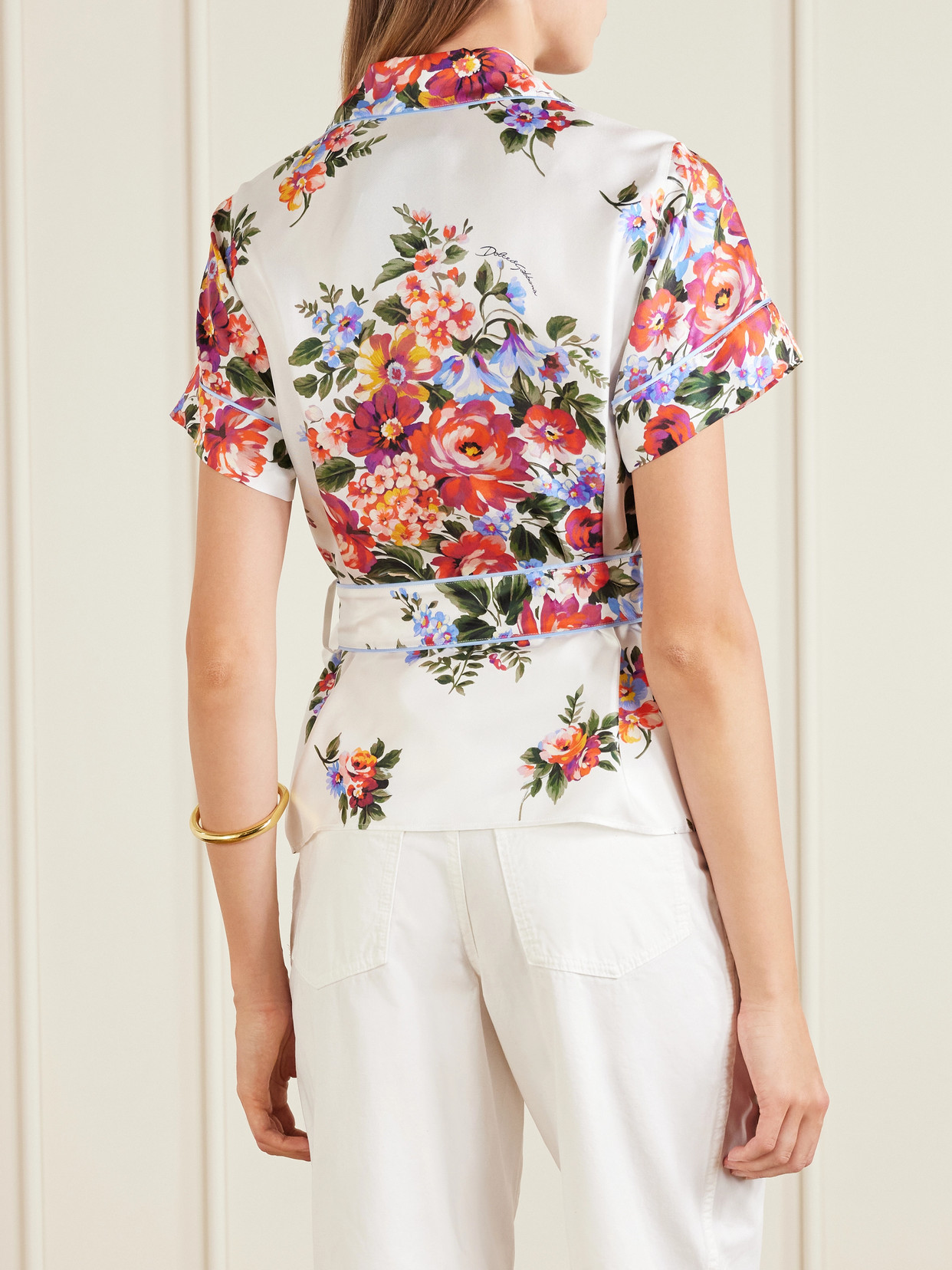 Dolce & Gabbana Vanity Floralprint Silk Twill Shirt In White In Multi