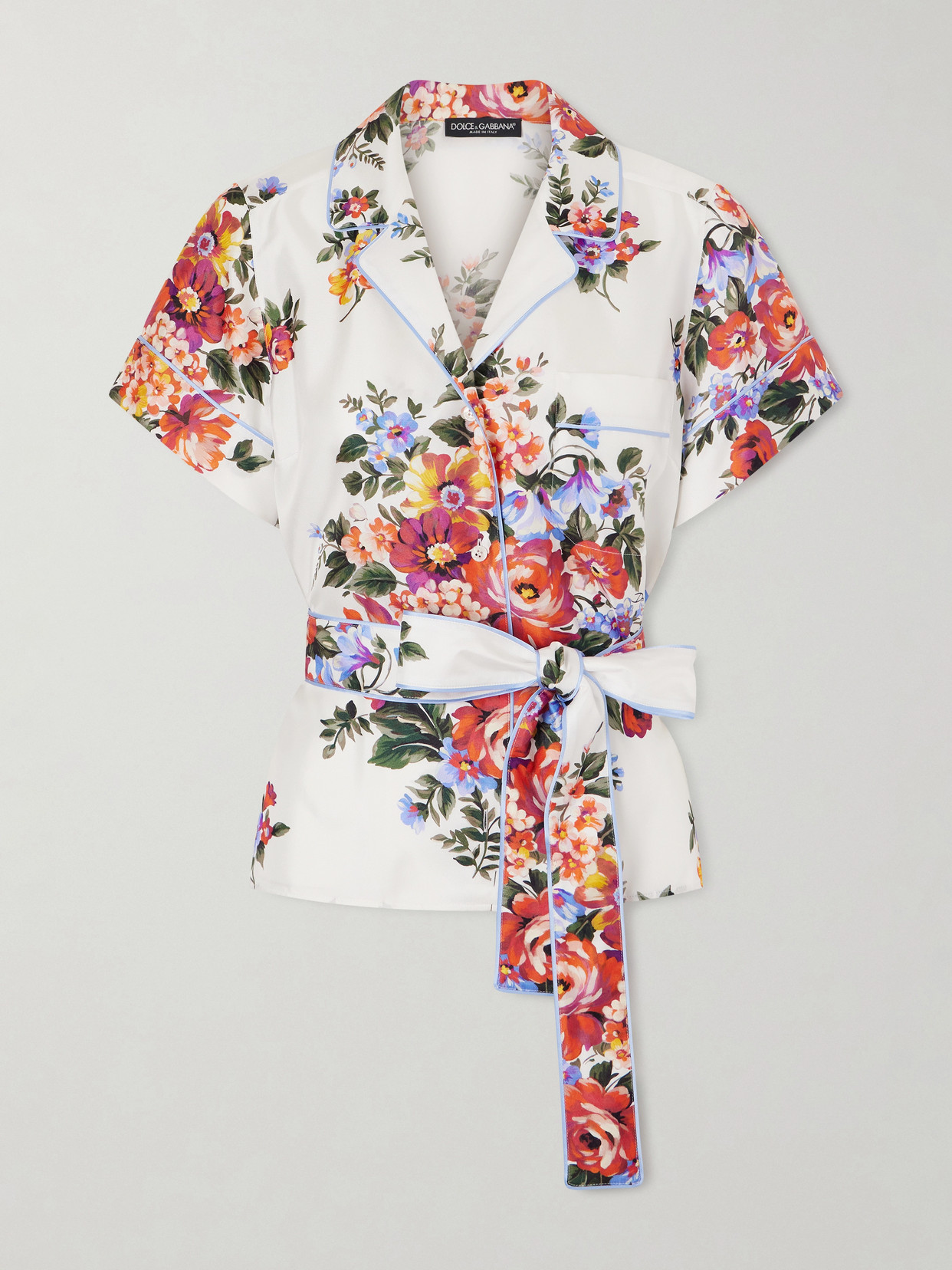DOLCE & GABBANA PRINTED SILK-TWILL SHIRT