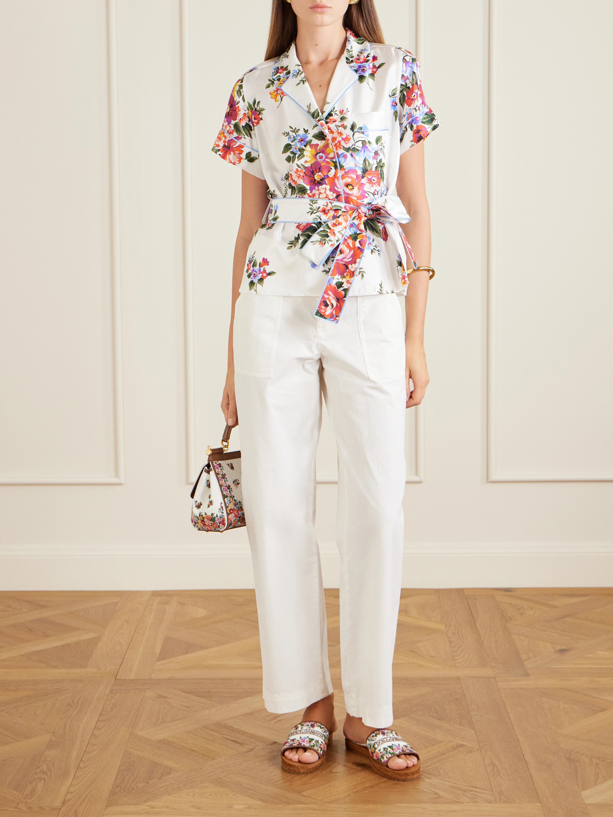 Dolce & Gabbana Vanity Floralprint Silk Twill Shirt In White In Multi