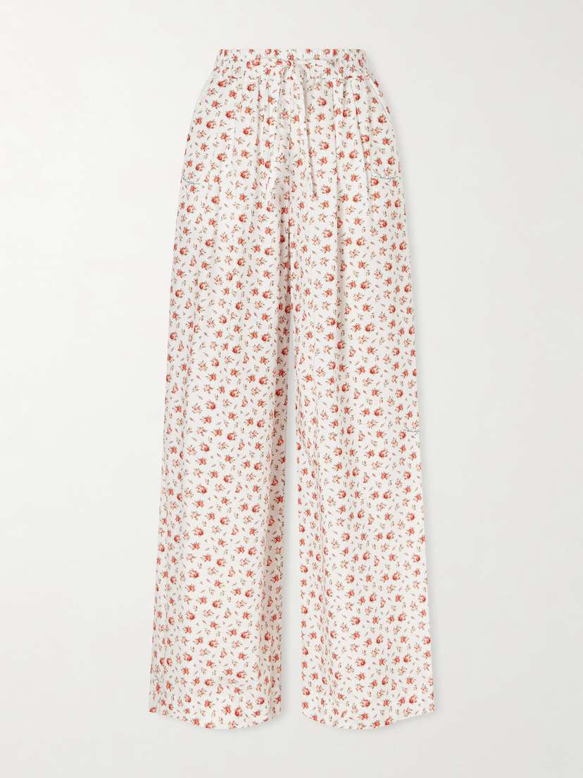 Dolce & Gabbana Floral-print Cotton-blend Poplin High-rise Wide-leg Pants