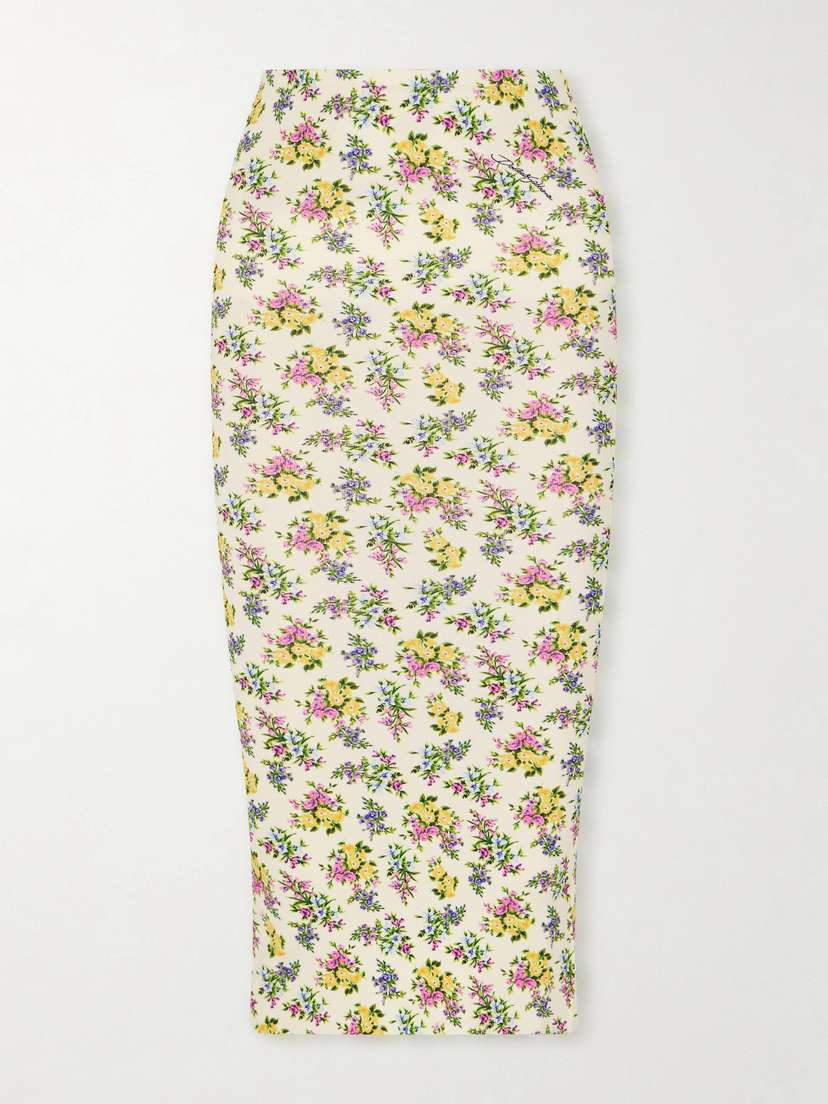 Dolce & Gabbana Floral-print Ribbed-knit Midi Skirt