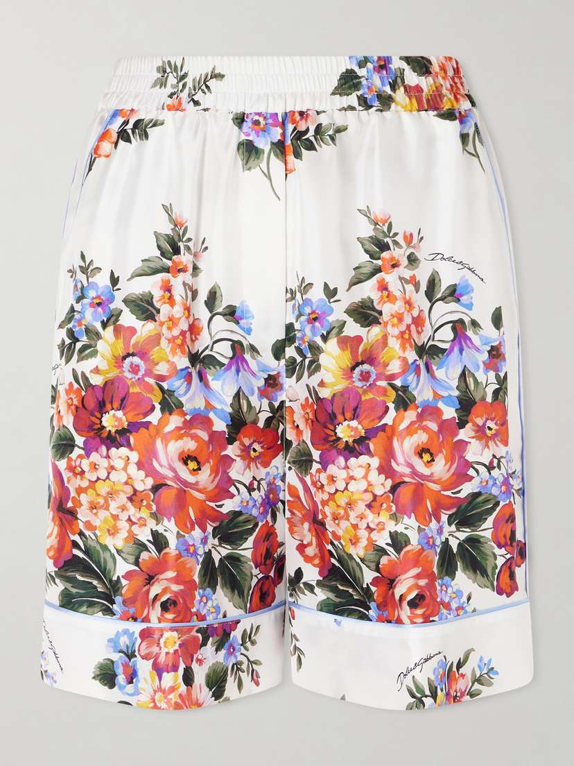 Dolce & Gabbana Floral-print Silk-twill Shorts
