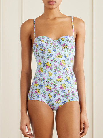 Dolce&Gabbana Embellished floral-print swimsuit