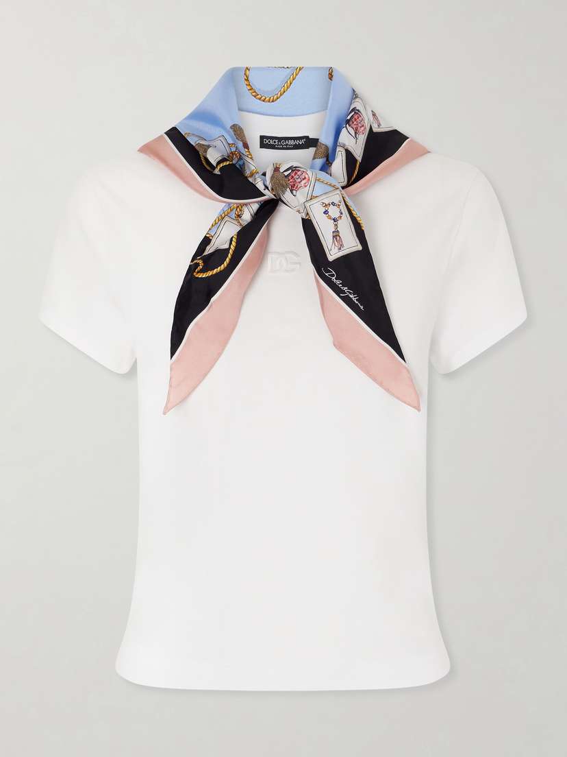 Dolce & Gabbana Silk-trimmed Cotton-blend Jersey T-shirt