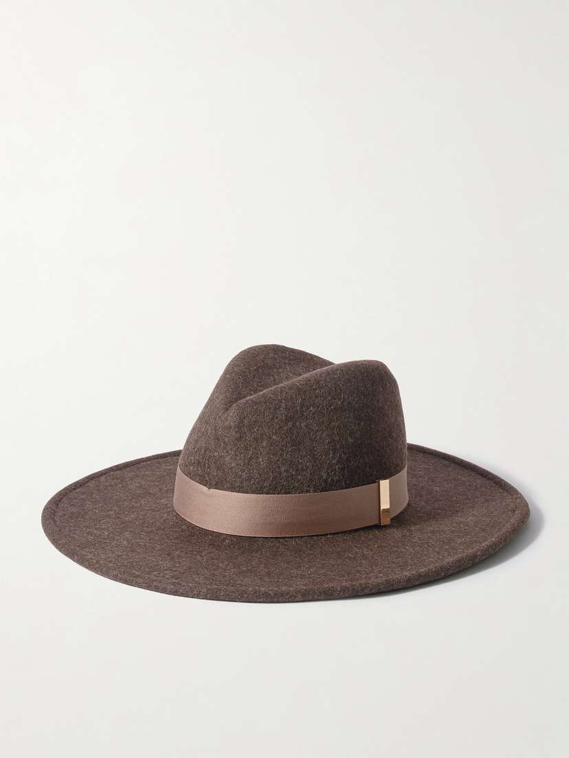 Gigi Burris Jeanne Embellished Satin-trimmed Wool And Cotton-blend Felt Fedora