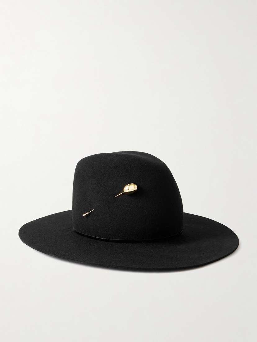 Gigi Burris Waverly Embellished Wool And Silk-blend Felt Fedora