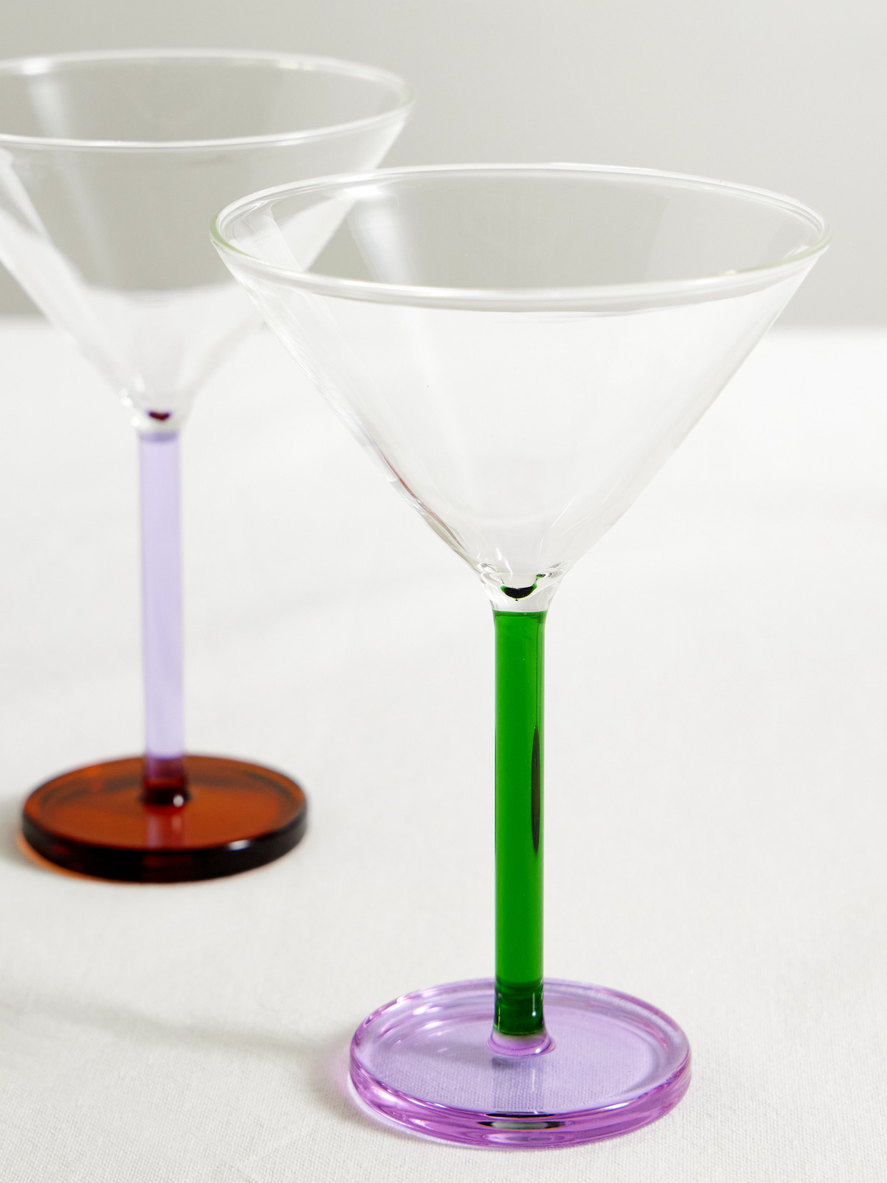 Sophie Lou Jacobsen Piano Set Of Two Cocktail Glasses And Stainless Steel Skewers In Brown