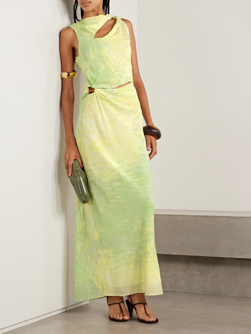 SIR. Citterio embellished cutout printed crepe de chine maxi dress