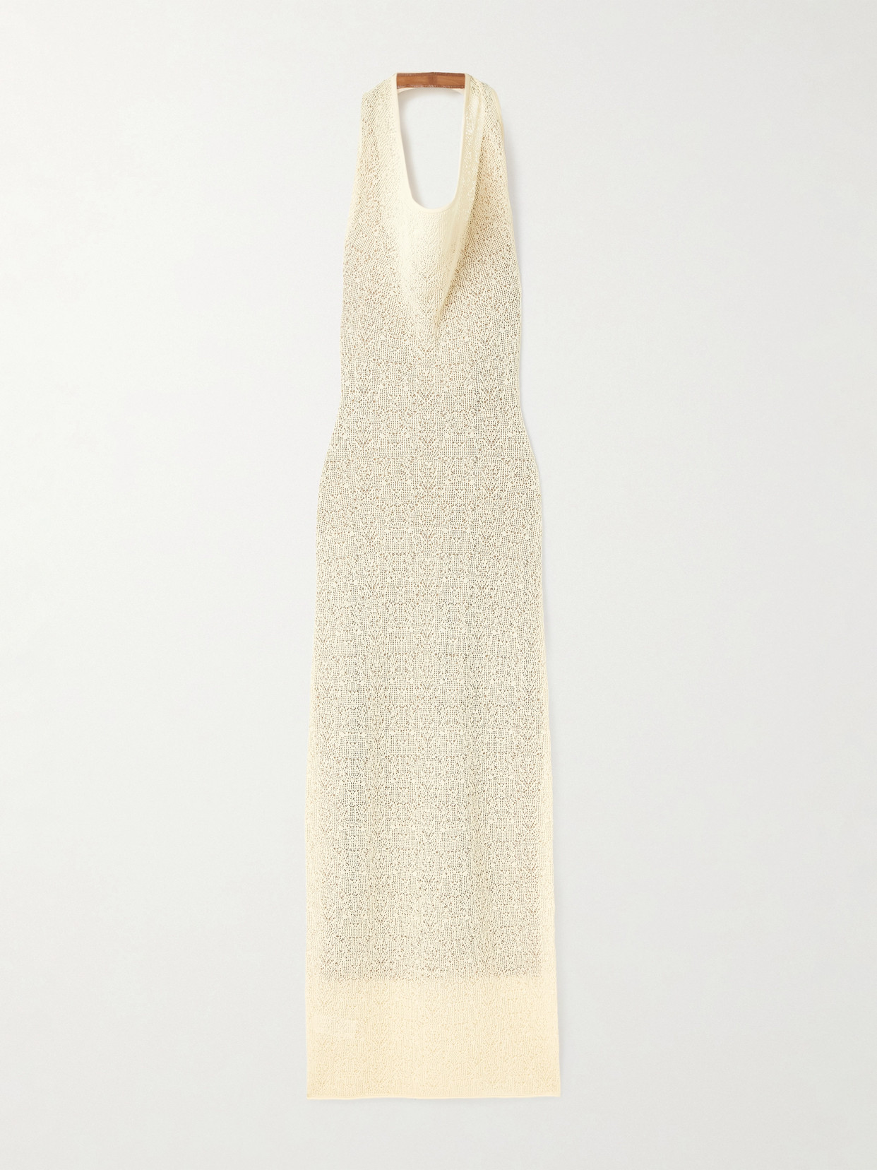 Sir Celestino Pointelle-knit Halterneck Maxi Dress In Neutral