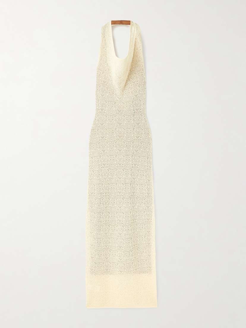 SIR. Celestino Pointelle-knit Halterneck Maxi Dress