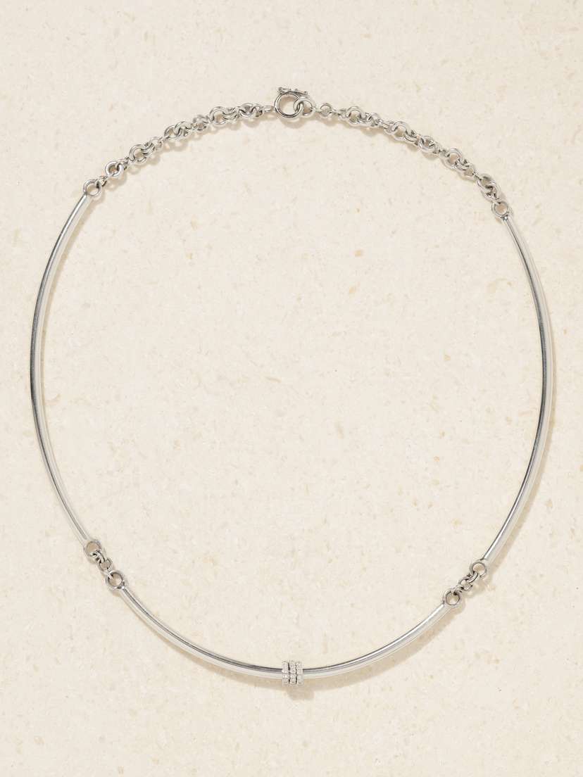 Spinelli Kilcollin Helio Tria Sterling Silver Diamond Necklace