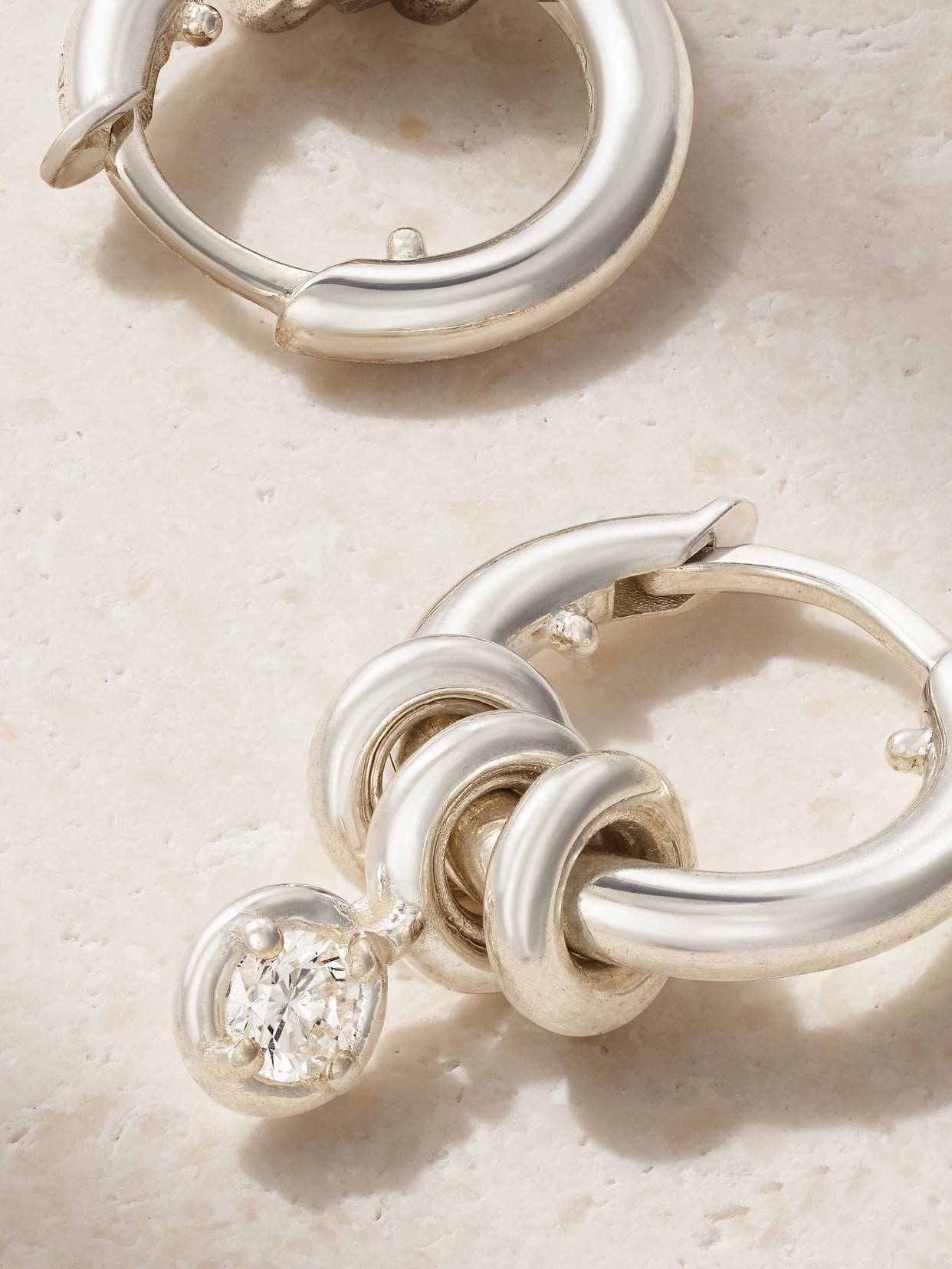 Spinelli Kilcollin Zahra Sterling Silver Diamond Hoop Earrings In Silver