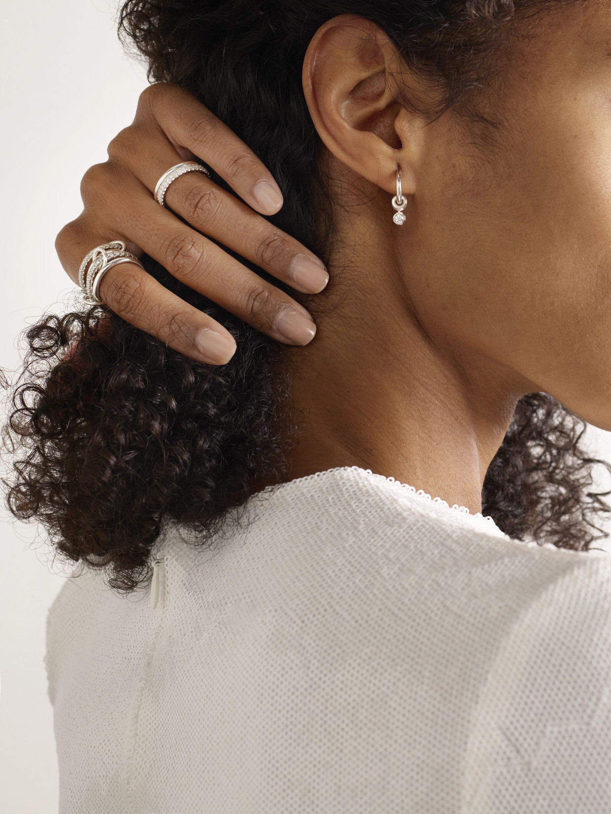 Spinelli Kilcollin Zahra Sterling Silver Diamond Hoop Earrings In Silver