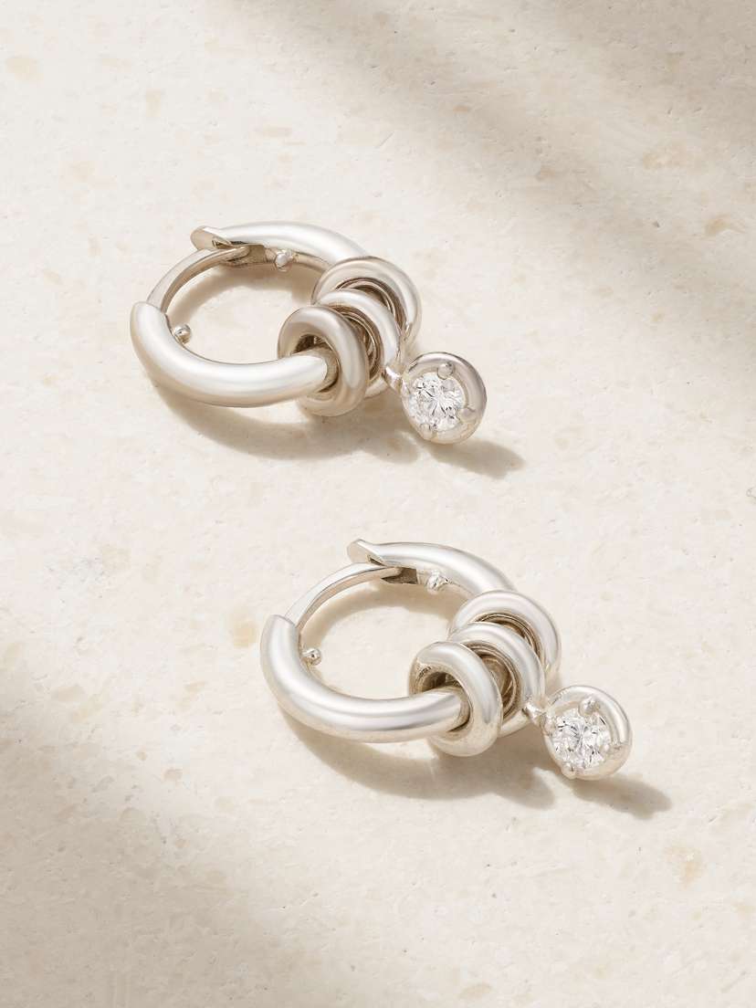 Spinelli Kilcollin Zahra Sterling Silver Diamond Hoop Earrings