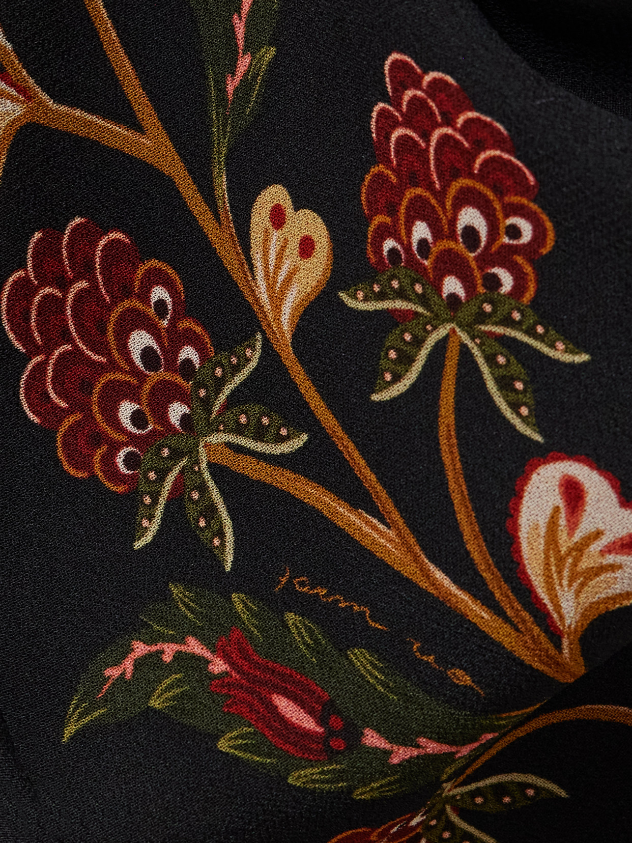 Farm Rio Berry Garden Belted Floral-print Crepe De Chine Midi Dress In Black