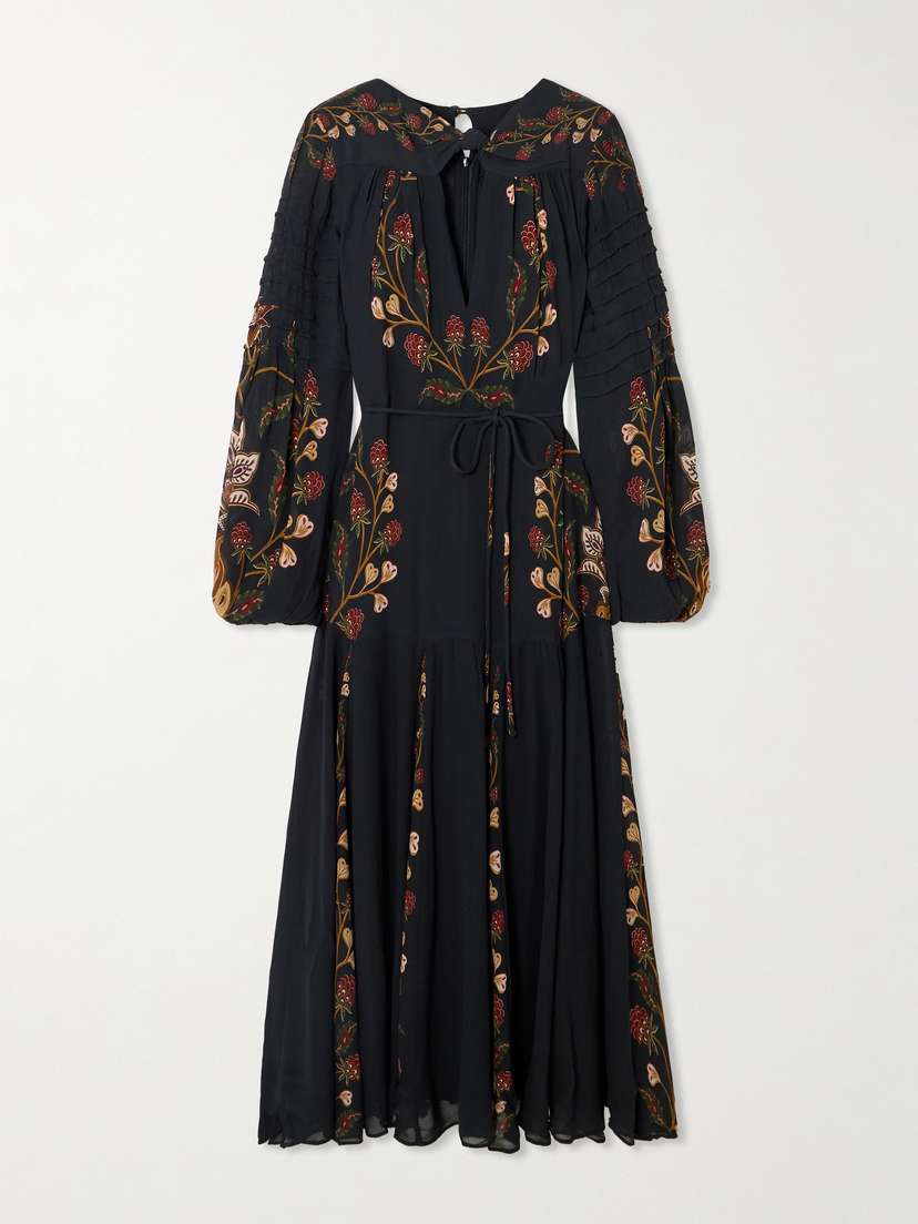 Farm Rio Berry Garden Belted Floral-print Crepe De Chine Midi Dress