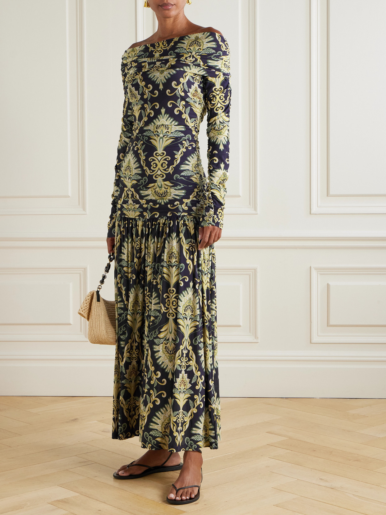 Farm Rio Wonderful Arabesque Off-the-shoulder Printed Stretch-jersey Maxi Dress In Animal Print