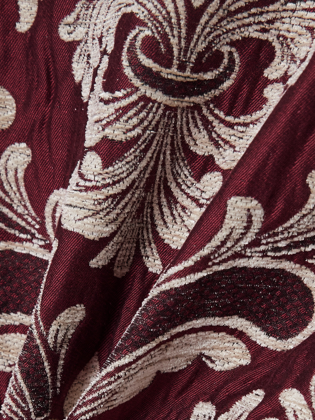 Farm Rio Cropped Cotton-blend Jacquard Top In Burgundy
