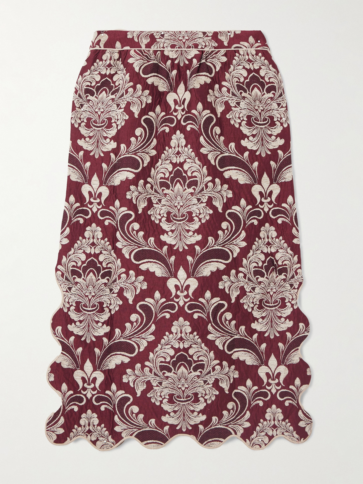 Farm Rio Patterned-jacquard Scallop-hem Midi Skirt In Animal Print