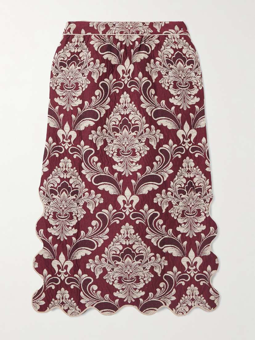 Farm Rio Cotton-blend Jacquard Midi Skirt