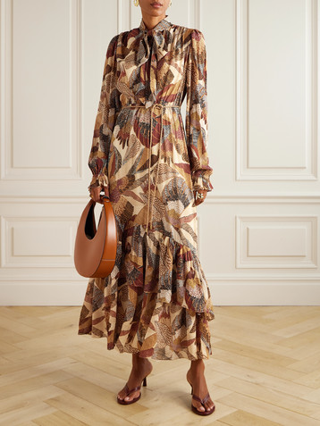 FARM Rio Belted printed modal maxi dress